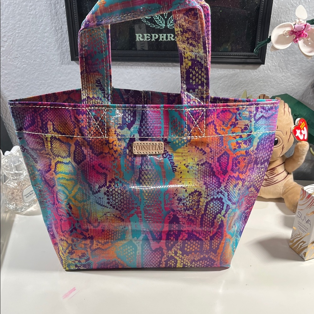 Consuela Multicolor Snake Print Tote set - Picture 2 of 5
